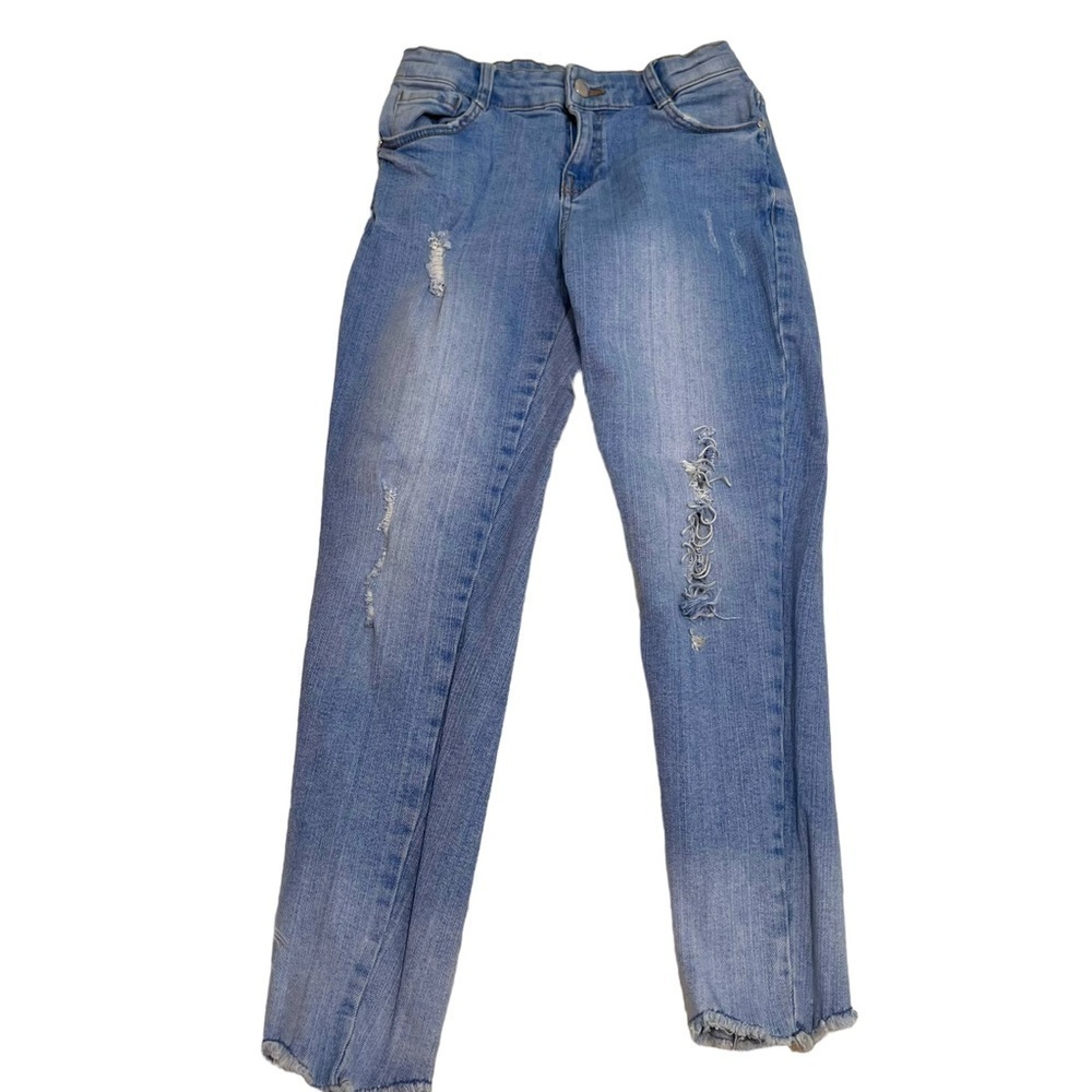 Denim Co Girls Sz 9-10Y Skinny Jean Light Wash Distressed Raw Hem Stretch Cotton